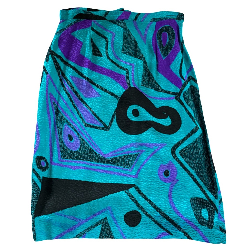 Vibrant Teal and Purple Geometric Skirt